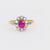 Antique French Ruby Diamond 18K Yellow Gold Cluster Ring