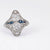 Art Deco Diamond Sapphire Navette Platinum Ring