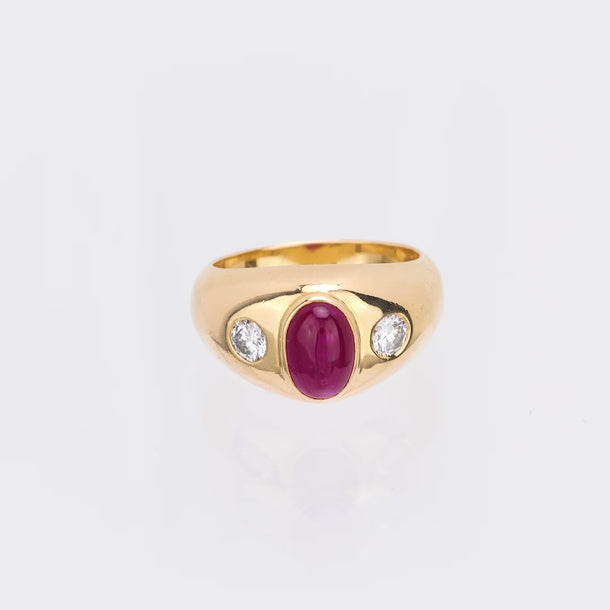 Cartier French ruby diamond 18k yellow gold band