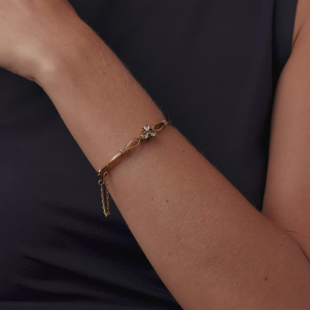 Victorian rose cut diamond 14k yellow gold  bracelet