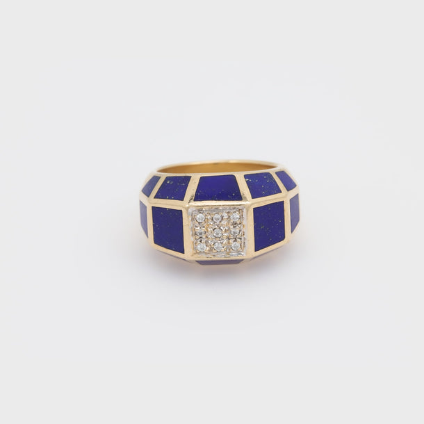Vintage diamond lapis lazuli 14k yellow gold ring Jack Weir & Sons