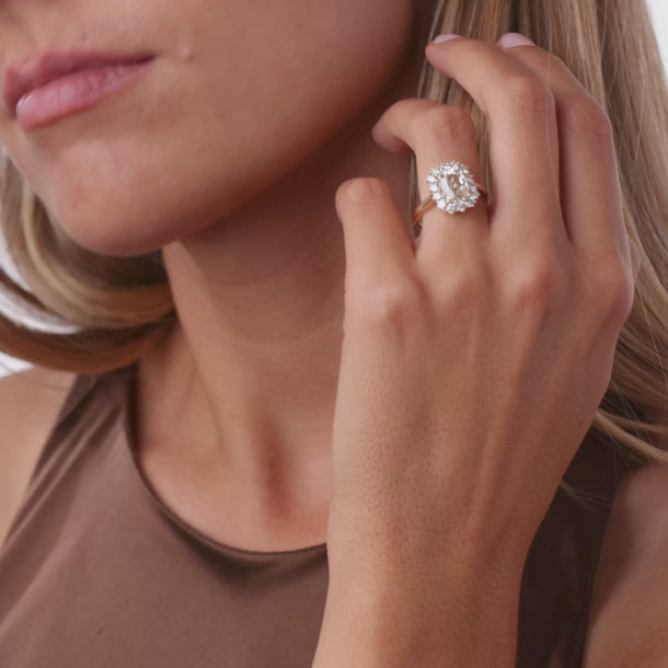 GIA 1.51 carat old mine cut diamond 18k yellow gold cluster engagement ring Rings Jack Weir & Sons