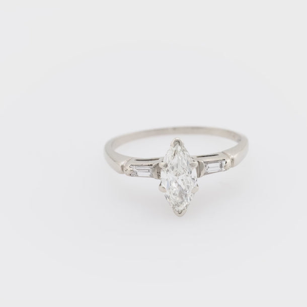 Mid Century marquise diamond 14k white gold engagement ring Rings Jack Weir & Sons