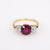 Antique 2.11 Carat No Heat Ruby Diamond 18K Yellow Gold Three Stone Ring