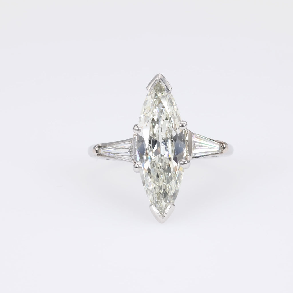 Art Deco GIA 2.09 Carat Marquise Diamond Platinum Ring