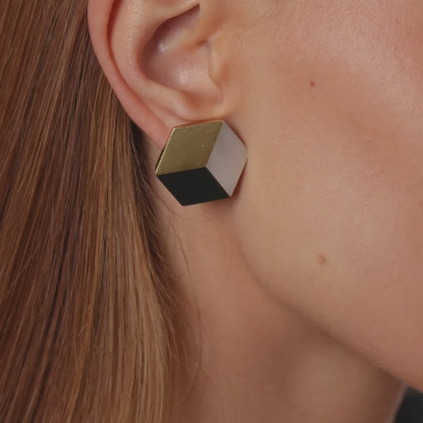 Angela Cummings mother of pearl nephrite cube 18k yellow gold earrings Earrings Angela Cummings