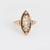 Antique diamond 18k rose gold enamel Navette ring Jack Weir & Sons