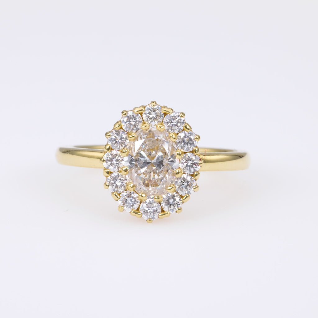 Vintage Inspired Diamond 18K Yellow Gold Cluster Ring