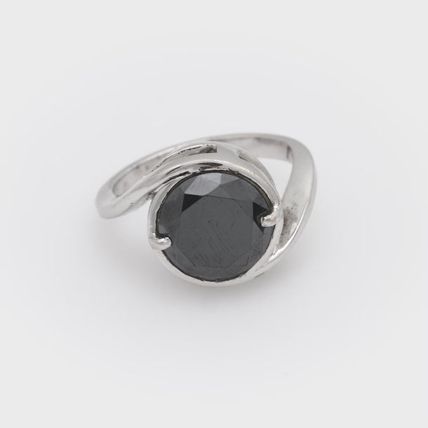 Vintage 5.80 carat black diamond 14k white gold ring Jack Weir & Sons