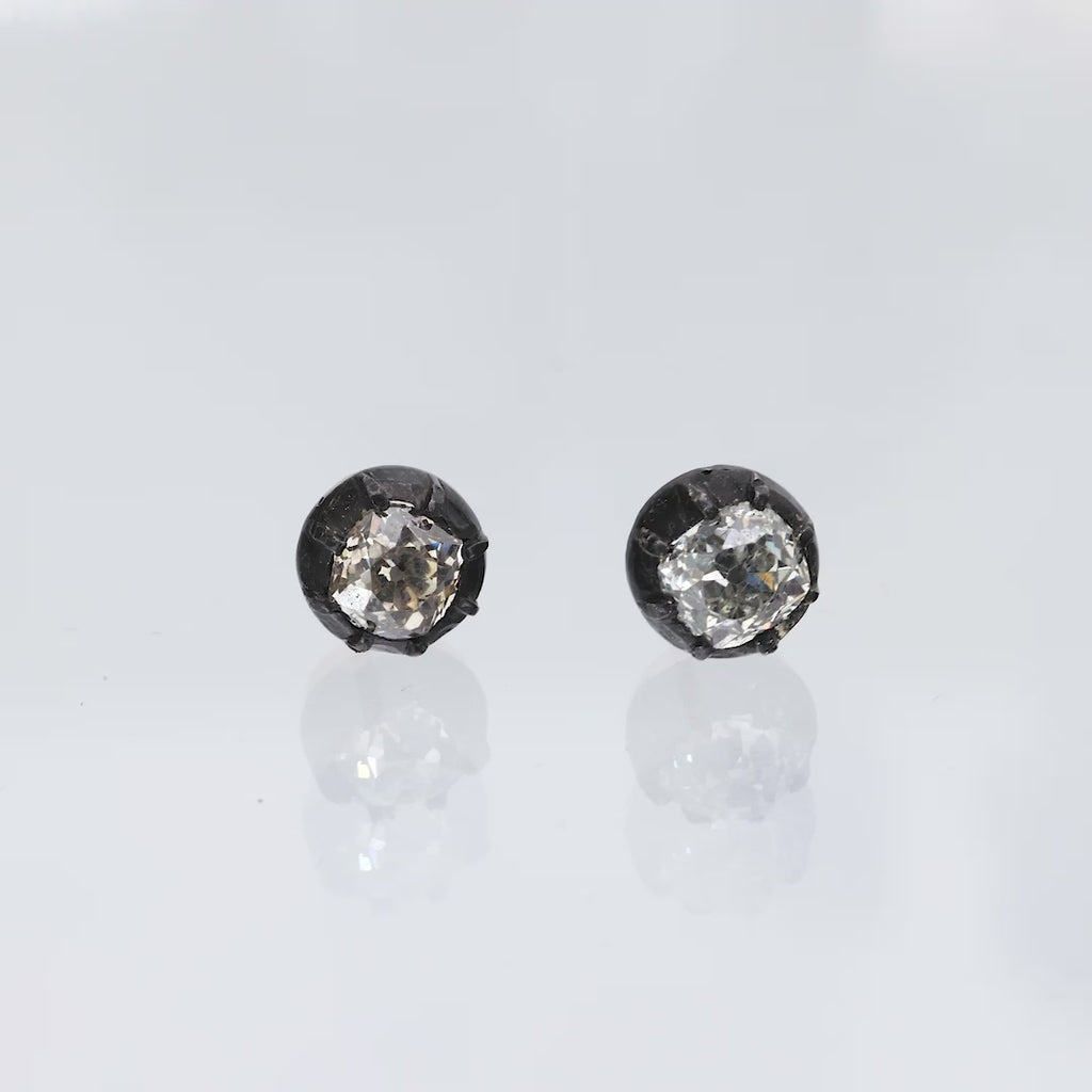 Antique 2.50 carat diamond 14k rose gold silver stud earrings Jack Weir & Sons