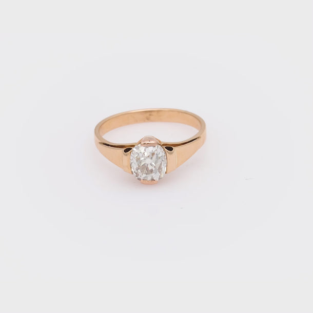 Victorian GIA 1.61 carat old mine cut diamond 14k yellow gold engagement ring Jack Weir & Sons