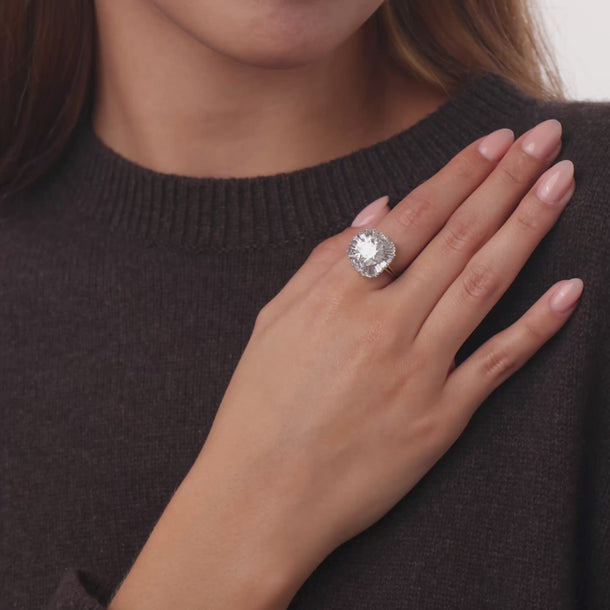 Mid Century GIA 4.02 carat diamond platinum cocktail ring