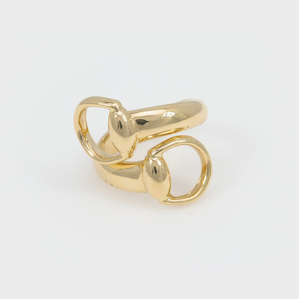 Gucci Italy 18k yellow gold horsebit wrap ring Gucci