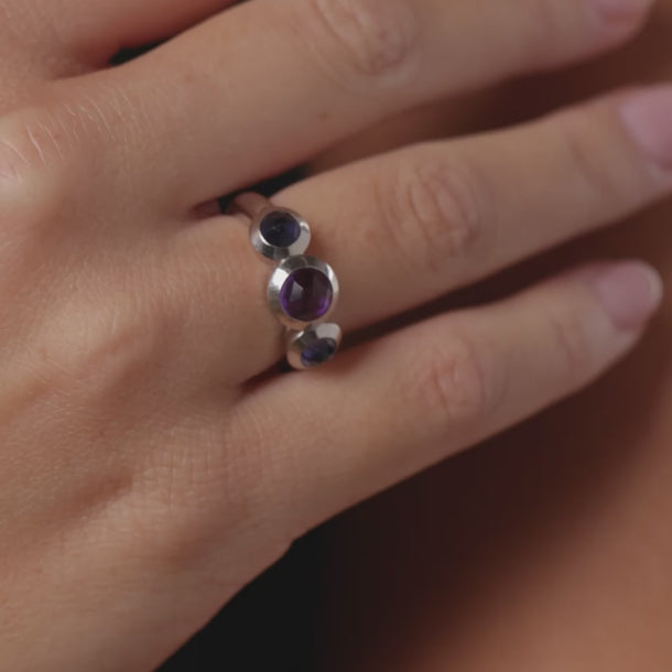 Tiffany & Co. French amethyst 18k white gold three stone ring Rings Tiffany & Co.