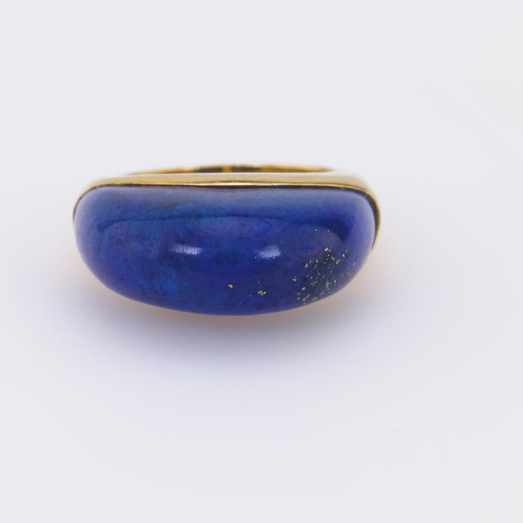 Vintage Cabochon Cut Lapis Lazuli 18K Yellow Gold Dome Ring