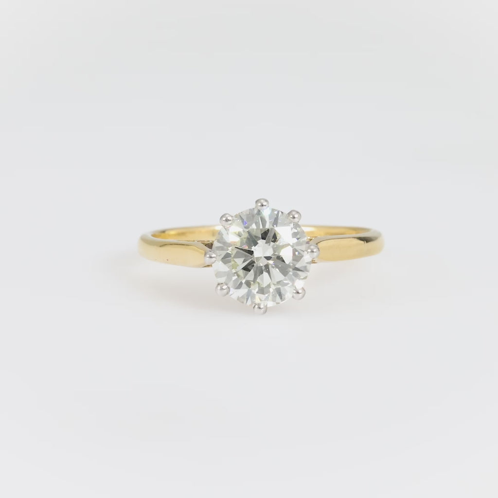 GIA 1.73 carat round brilliant cut diamond 18k yellow gold engagement ring Jack Weir & Sons