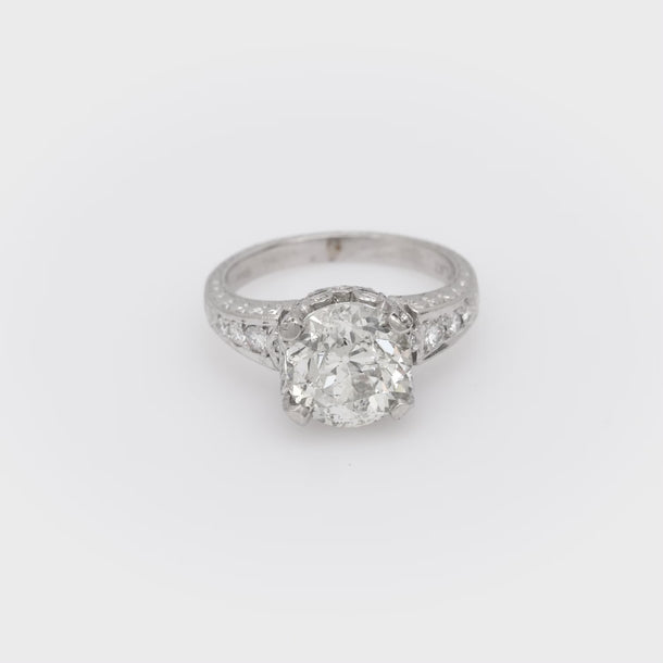 Modern GIA 3.00 carat diamond Art Deco style engagement ring Jack Weir & Sons