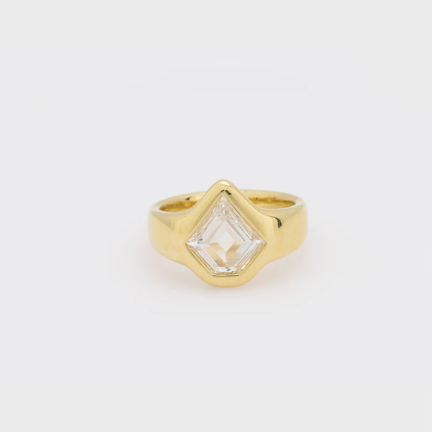 GIA 1.51 carat kite cut diamond 18k yellow gold ring Jack Weir & Sons