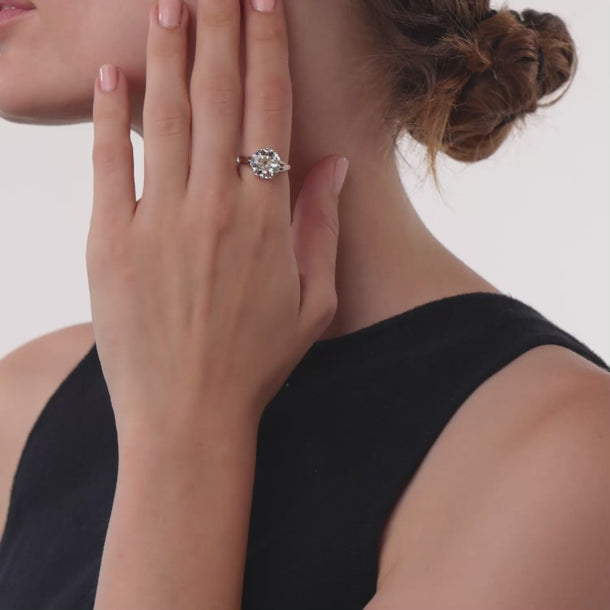 Victorian GIA 5.14 carat diamond 14k yellow gold engagement ring
