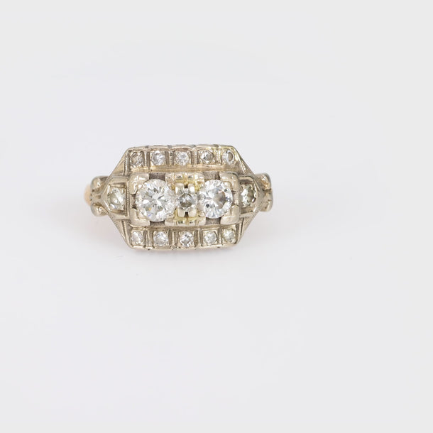 Art Deco diamond 14k yellow and white gold ring Jack Weir & Sons