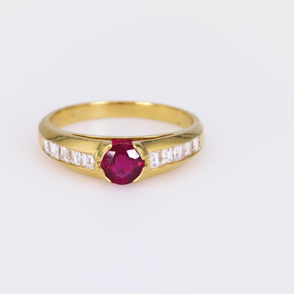 Tiffany & Co Ruby Diamond Yellow Gold Ring