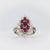 Mid Century French Ruby Diamond 18K White Gold Navette Ring