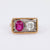 Victorian Diamond Synthetic Ruby 14K Yellow Gold Silver Two Stone Ring