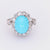Mid-Century Turquoise Diamond White Gold Halo Ring