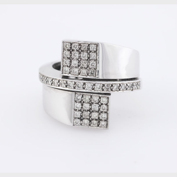 Vintage diamond 18k white gold bypass ring Jack Weir & Sons