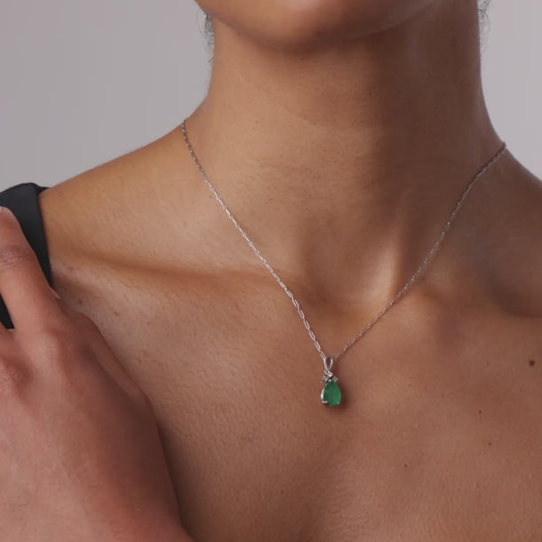 Vintage 1.60 carat emerald diamond 14k white gold platinum necklace Necklaces Jack Weir & Sons