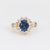 Vintage 2.40 carat sapphire diamond 14k yellow gold cluster ring Jack Weir & Sons