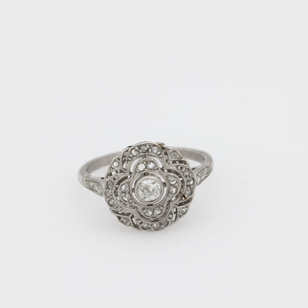 Art Deco diamond platinum circular filigree ring Jack Weir & Sons