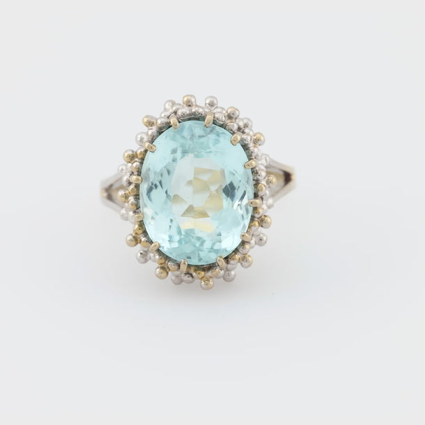 Vintage 6.10 carat aquamarine 18k white gold cocktail ring Jack Weir & Sons
