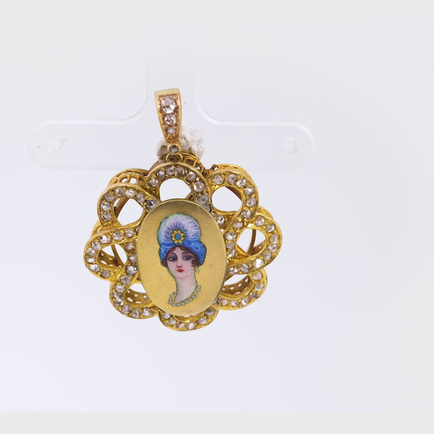 Edwardian rose cut diamond 18k yellow gold pendant Pendants Jack Weir & Sons