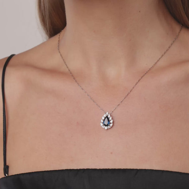 Vintage 2.28 carat sapphire diamond platinum pendant necklace Necklaces Jack Weir & Sons