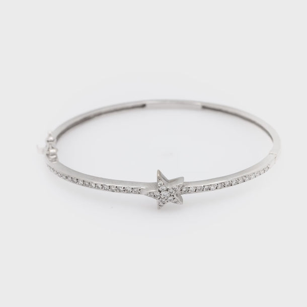 Vintage diamond 18k white gold star bangle set Jack Weir & Sons