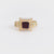 Renaissance revival garnet 14k yellow gold and white enamel solitaire ring Jack Weir & Sons