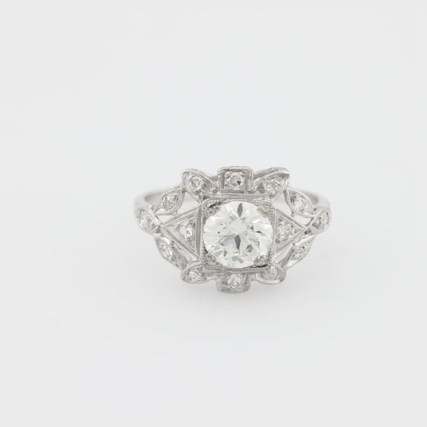 Art Deco GIA .81 carat diamond platinum engagement ring Jack Weir & Sons