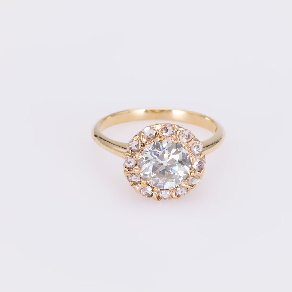 Victorian GIA 0.94 Carat Diamond Yellow Gold Engagement Ring