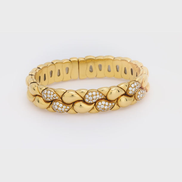 Vintage Chopard diamond 18k yellow gold braided bangle