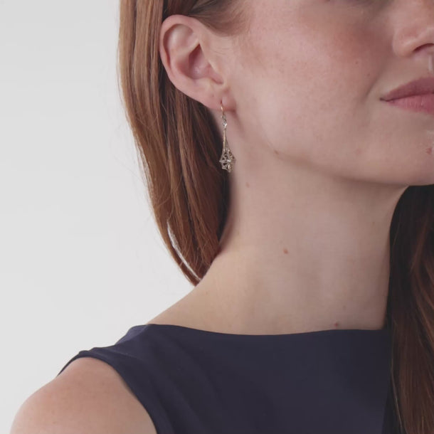 Victorian diamond 18k gold and silver earrings