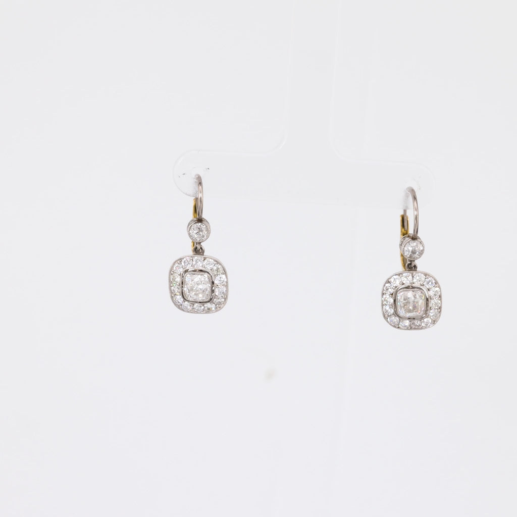 Edwardian Inspired Diamond Platinum Drop Earrings