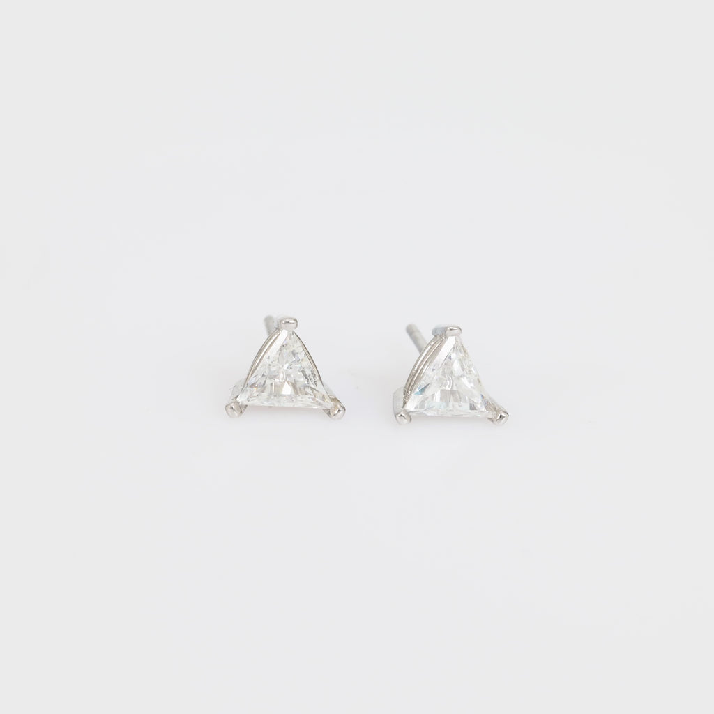 Modern .97 carat total weight diamond 14k white gold triangle stud earrings Jack Weir & Sons