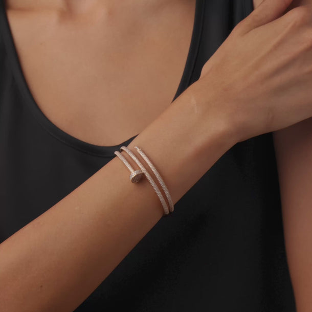 Cartier large model Juste Un Clou diamond 18k rose gold nail bracelet