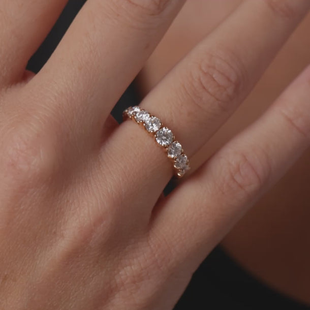 Vintage Italian diamond 18k rose gold half eternity wedding band