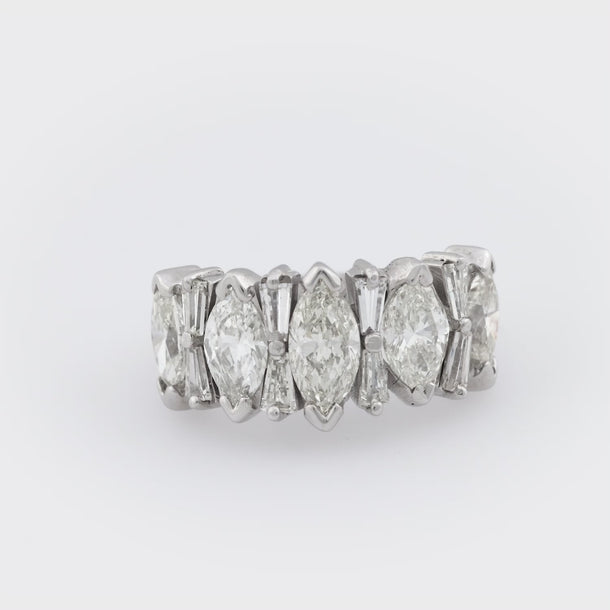 Mid Century 4 carat total weight diamond 14k white gold half eternity ring Jack Weir & Sons