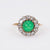 Antique Emerald Diamond 18K Yellow Gold Silver Cluster Ring