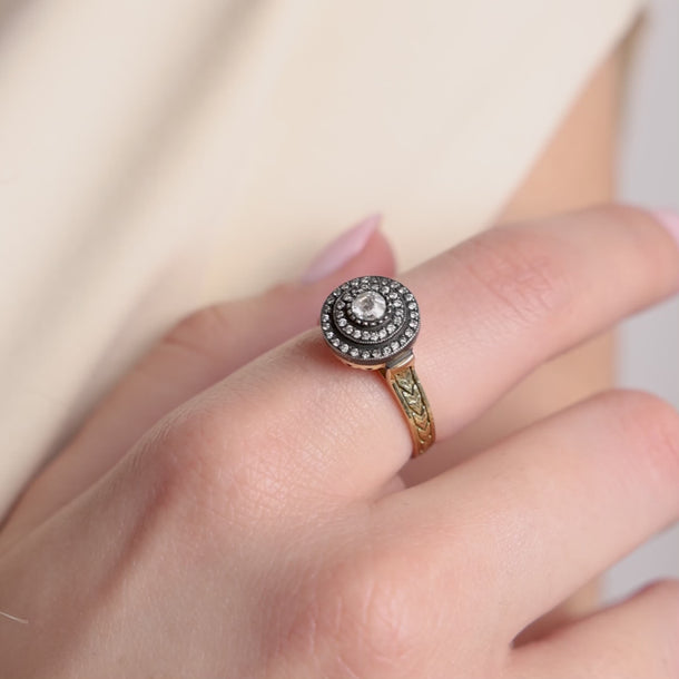 Vintage rose cut diamond 18k yellow gold cocktail ring Rings Jack Weir & Sons