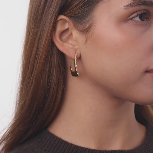 Vintage diamond 18k yellow gold geometric earrings