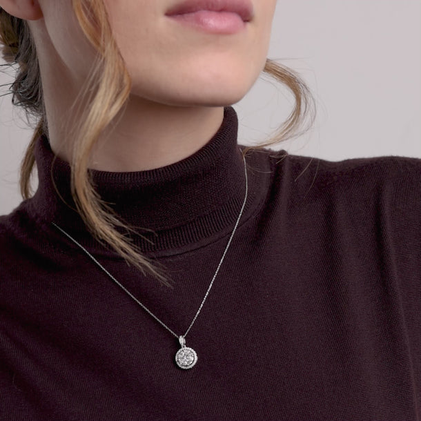Contemporary mosaic diamond 14k white gold pendant necklace Necklaces Jack Weir & Sons